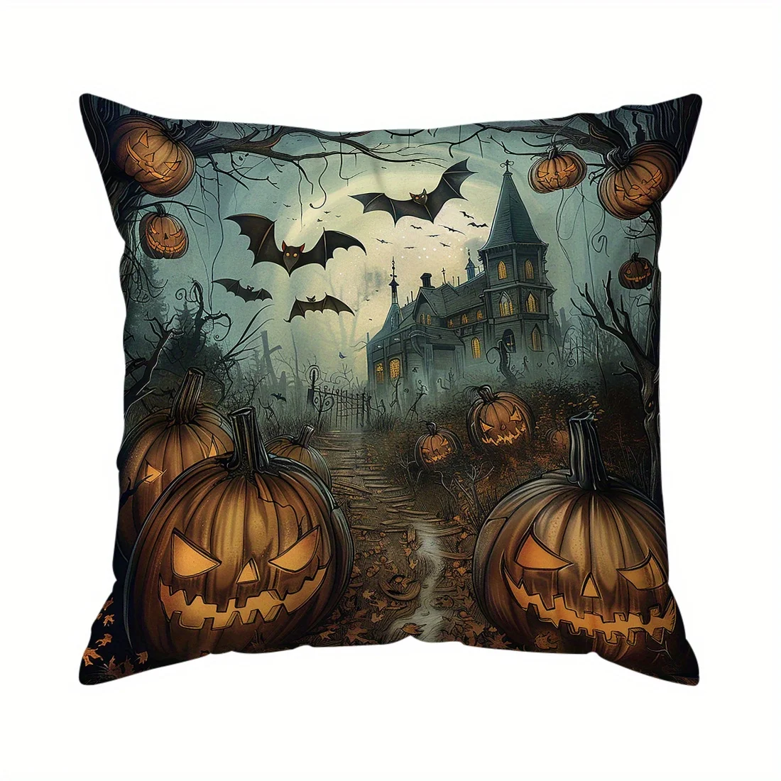 Festive Halloween Throw Pillowcase Single Pack - Perfect for Home, Hotel, Exhibition, or Famous Hotel Decor