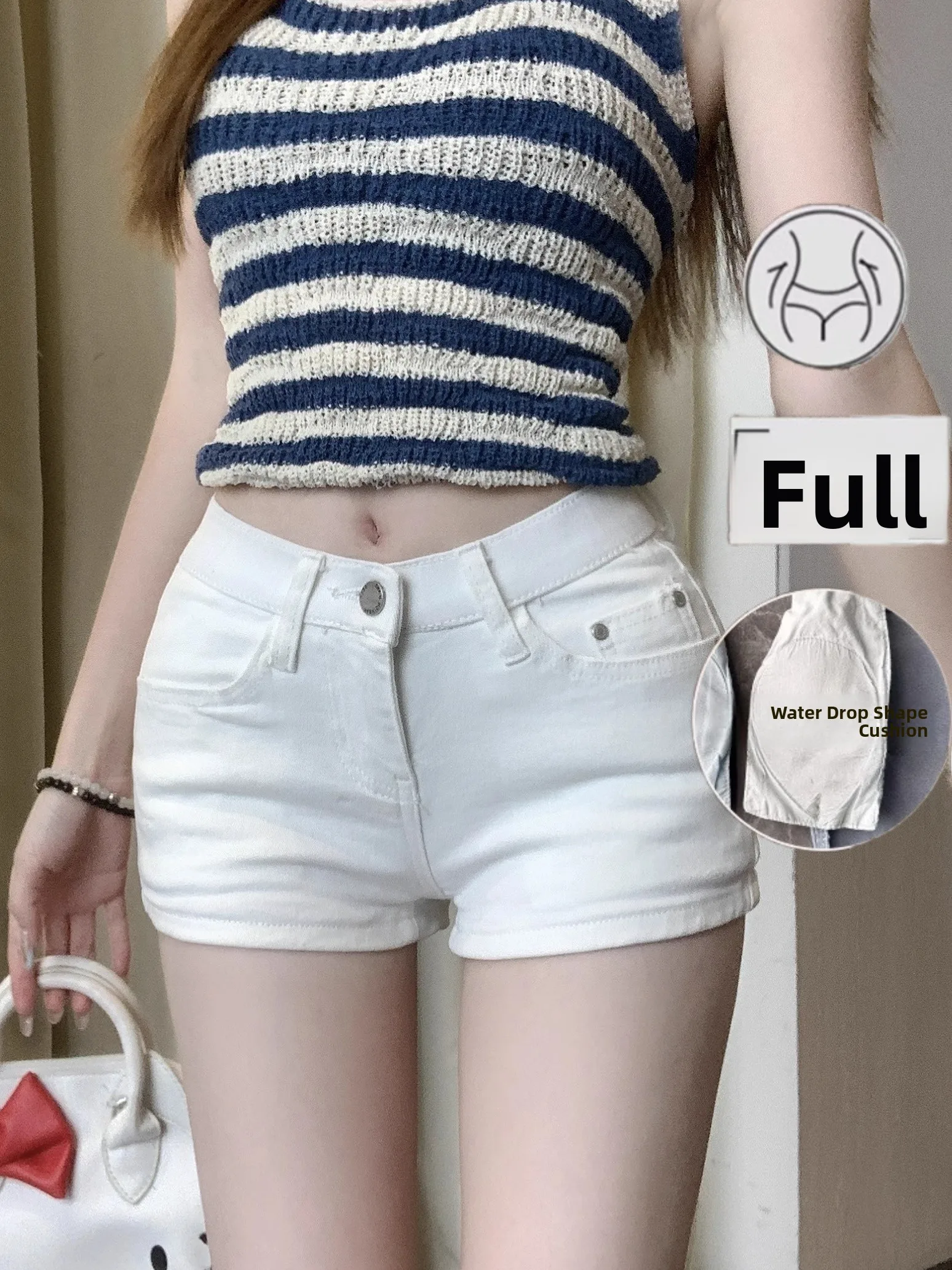 White Slimming High Waist Denim Shorts Women's Summer New Style Sexy Tight Butt Enhancing Versatile Hot Pants Commute Style