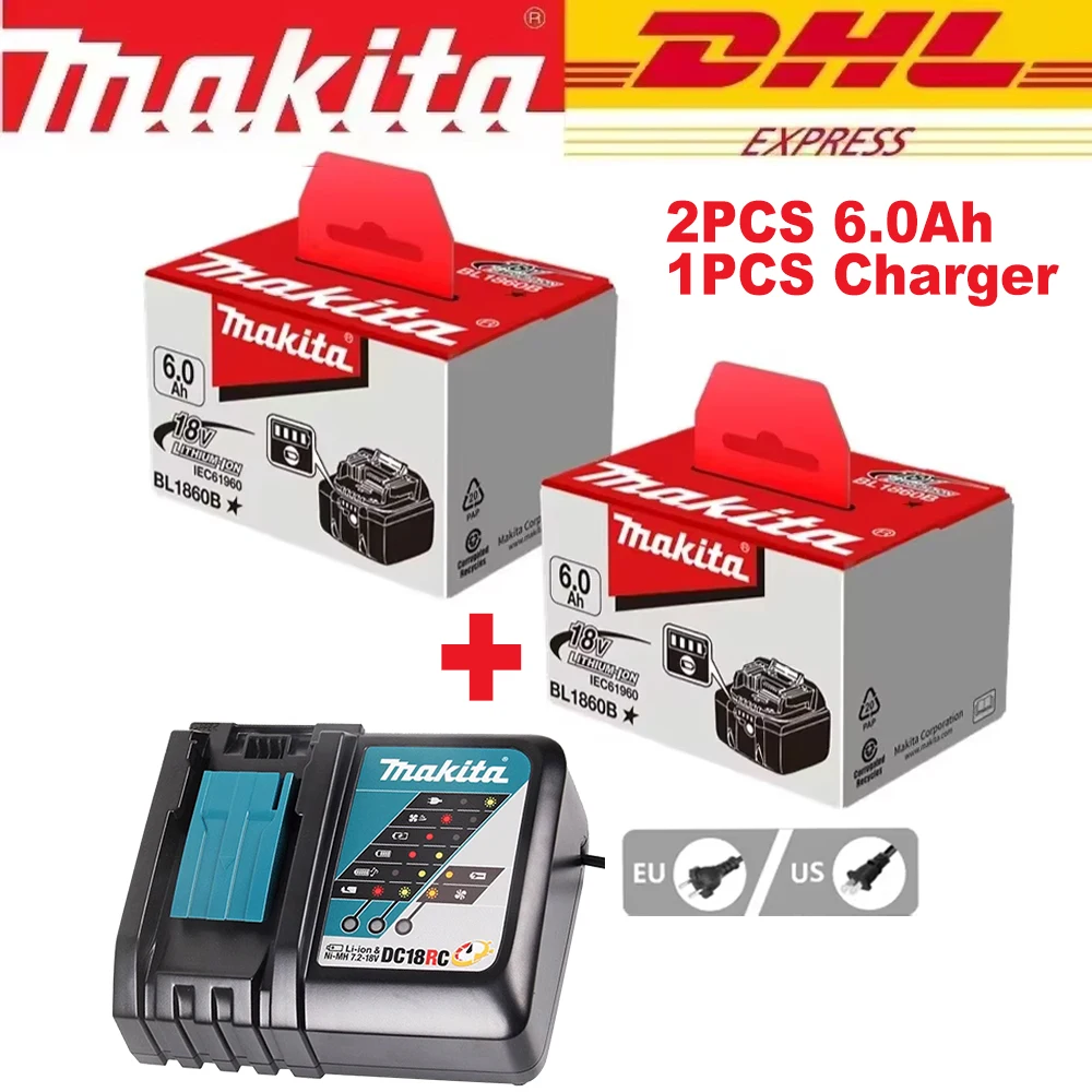 Makita Originele 18V 5.0Ah/6.0Ah Vervangbare LED Lithium-ion Batterij LXT BL1860B BL1860 Oplaadbare Power Tool Batterij 2026 Nieuw