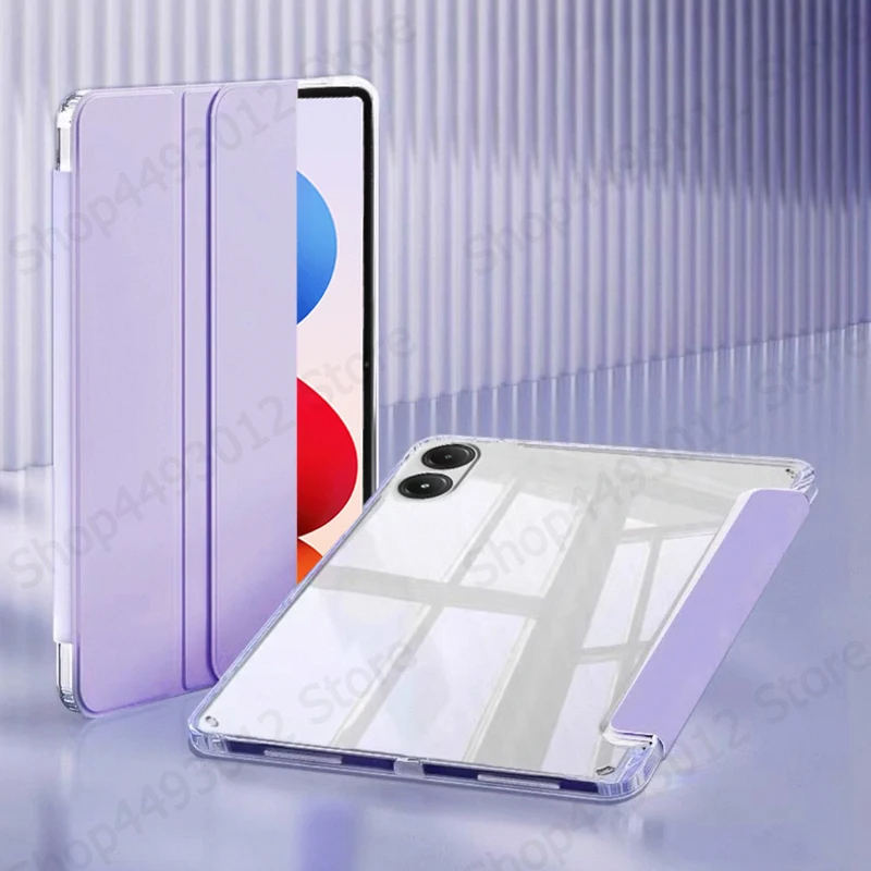 حافظة لهاتف Xiaomi Redmi Pad 2 Pro مقاس 12.1 بوصة ثلاثية الطي من الأكريليك الشفاف بظهر صلب قابل للطي حامل لوحي Funda لهاتف Redmi Pad 2 Pro 2025