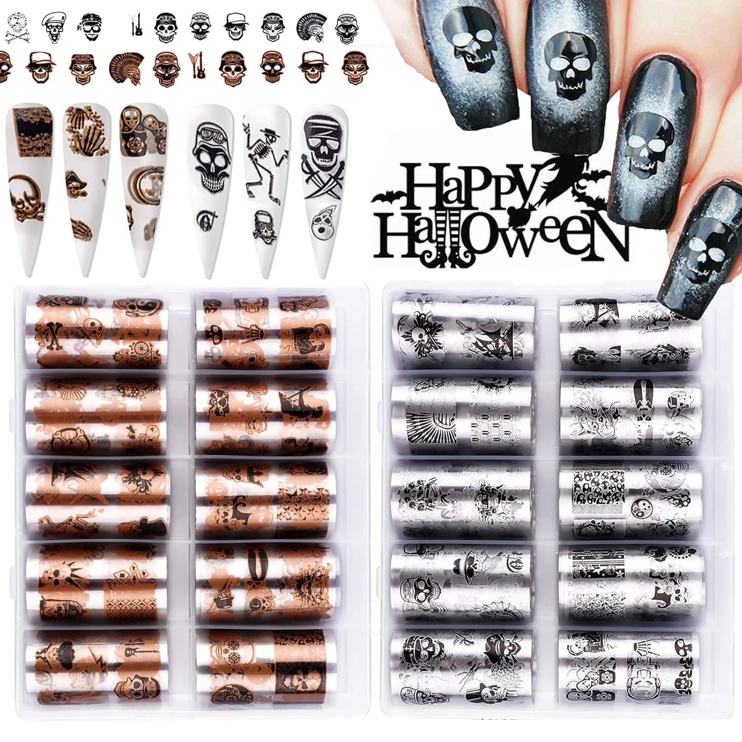 

2 Pieces of Halloween Transfer Sticker Black Gold 2 Pieces of Starry Nail Transfer Nail Art Halloween Party Nail Decoration