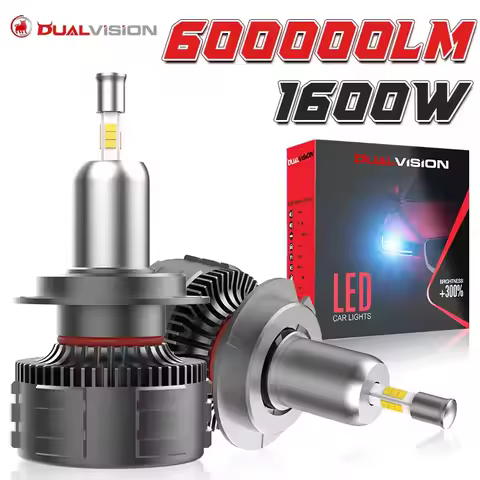 Dualvision LED H7 Headlights 1600W 600000LM Car Light H4 H1 9012 HIR2 Led H11 H8 9006 9005 HB3 HB4 STG High Low Beam 6000K 12V