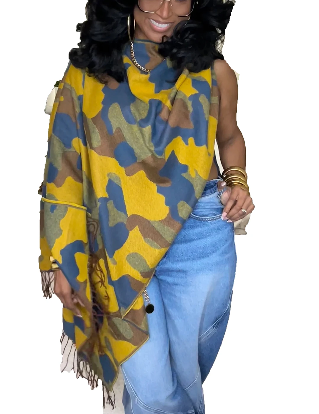 African Women Oversize Camouflage Blouse Outwear Fashion Loose Style Lady Tops Europe Lady Short Blouse For Party