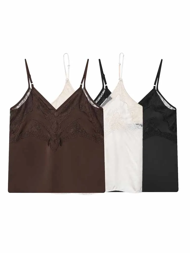 

Новые женские летние модные универсальные топы без рукавов с кружевной отделкой, сексуальные майки-слинги, повседневные удобные топы для женщин