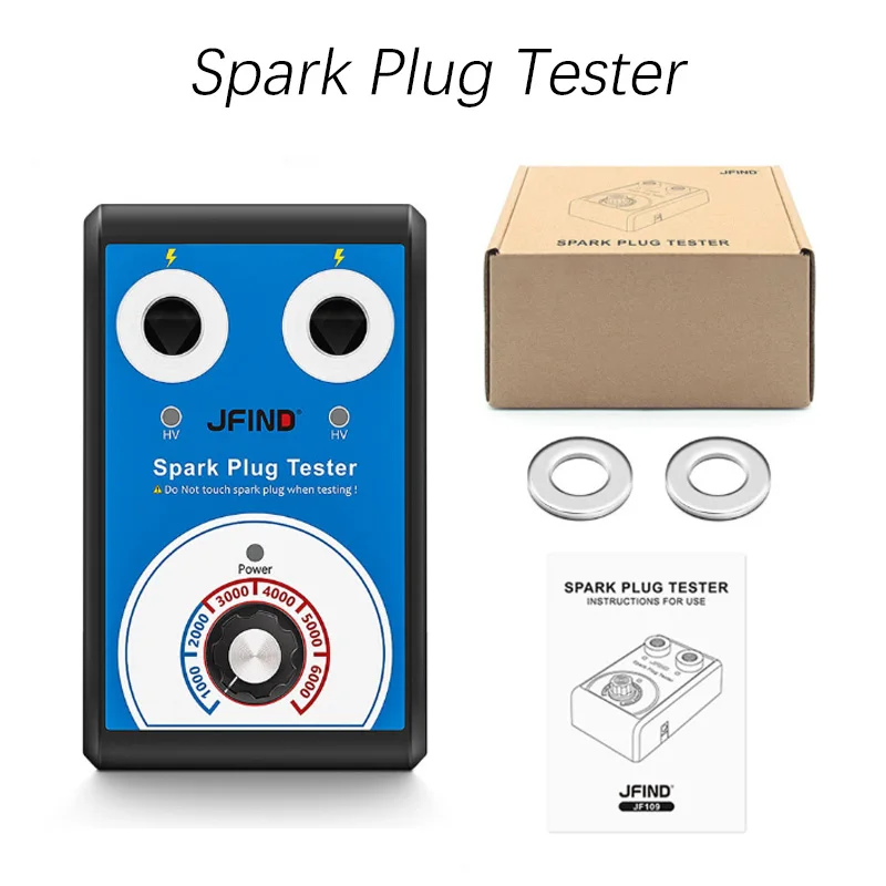 Jfind JF109 13mm Double hole Car Motorcycle Auto Spark Plug Tester 110V 220V to 12V Automotive Ignition Detection Plug Analyzer