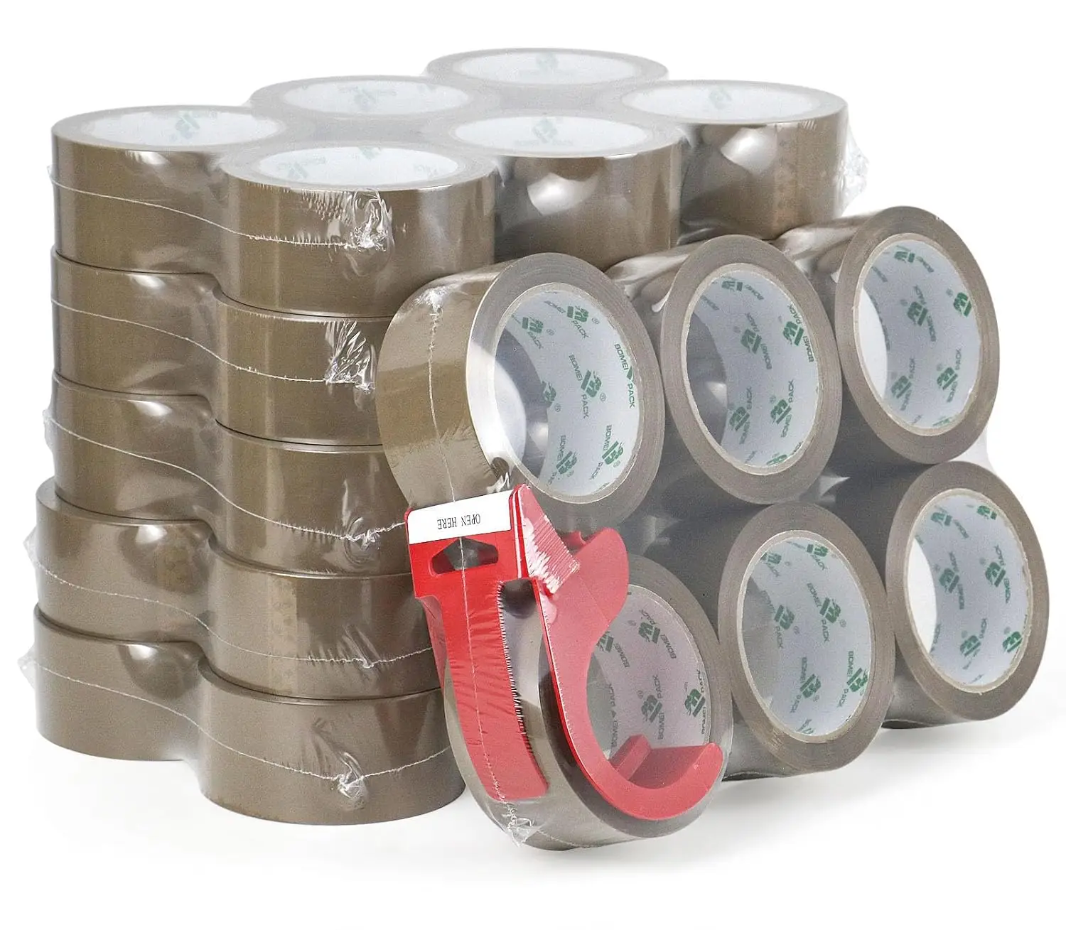 

36Rolls Brown Packing Tape with Dispenser, Brown Tape Refill Rolls for Packaging, Shipping and Moving, 2.6Mil 1.88 Inch