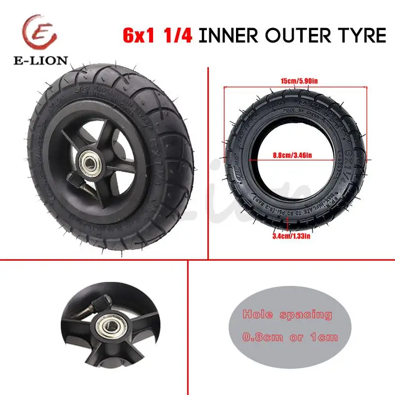 

6 Inch 6x1 1/4 Inner Tube Outer Tyre Wheel for Wheelchair Pneumatic Gas Mini Electric Scooter Accessory 6*1 1/4 Inflation Tire