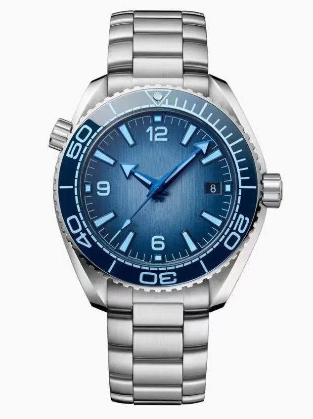 2023 New Mens Automatic Mechanical Watch Stainless Steel Blue Black Ceramic Bezel Sapphire Ultra Deep Wristwatch 45mm