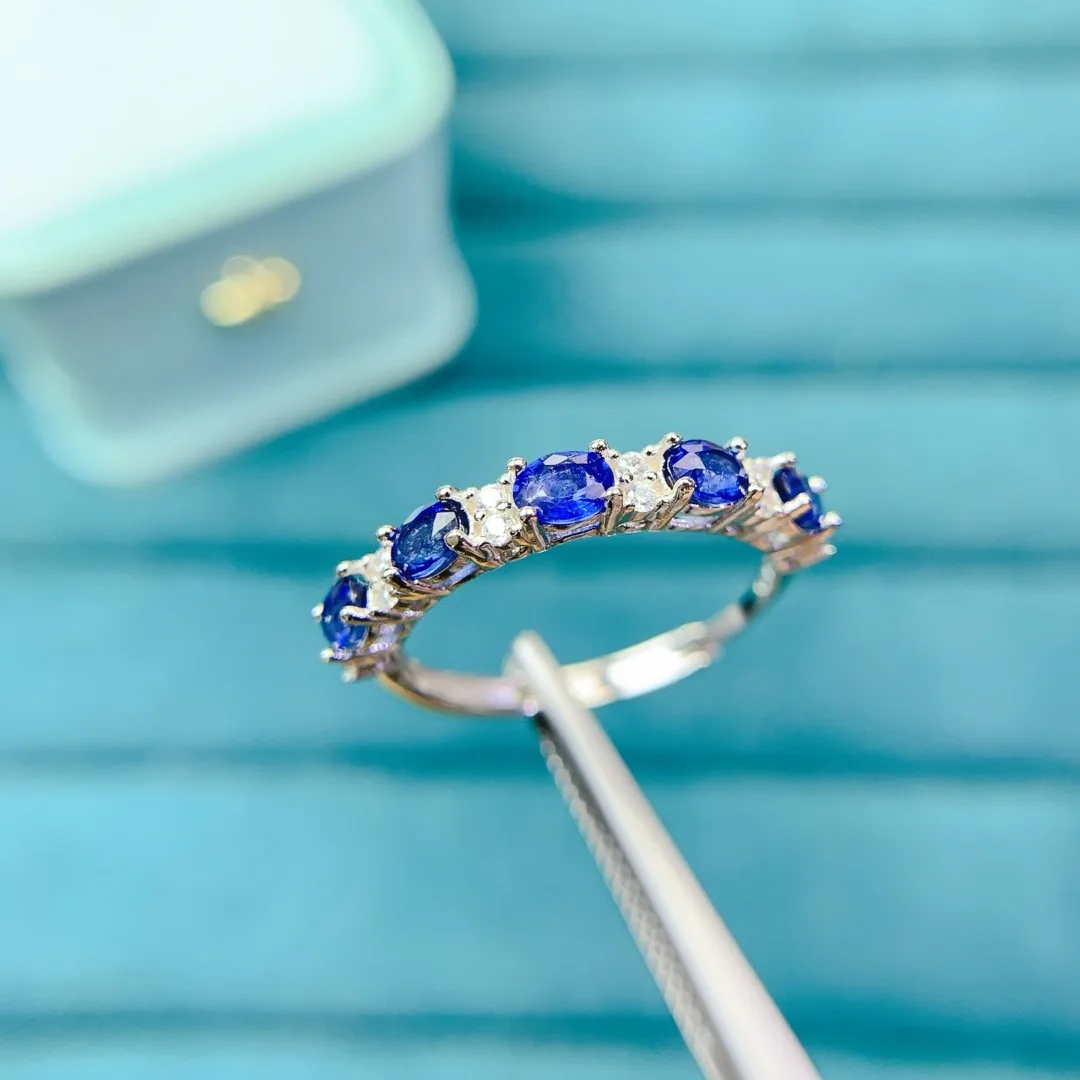 

Luxuriant Classic Model Natural Sapphire Ring S925 Pure Silver Chic Fashion Jewelry Brilliant Blue Gemstone