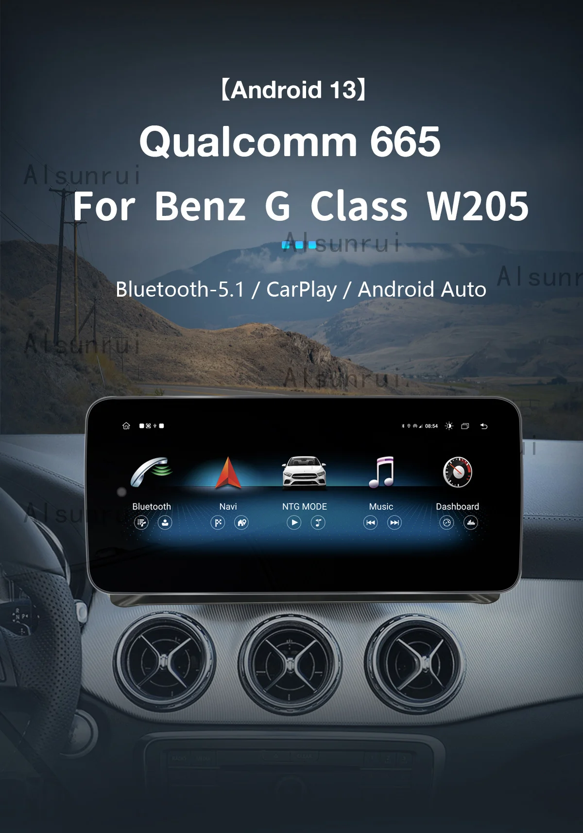 Qualcomm 665 Android 13 Wireless Carplay AutoRadio For Mercedes Benz C Class W205 GLC Class X253 W446 2015-2018 MultimediaStereo