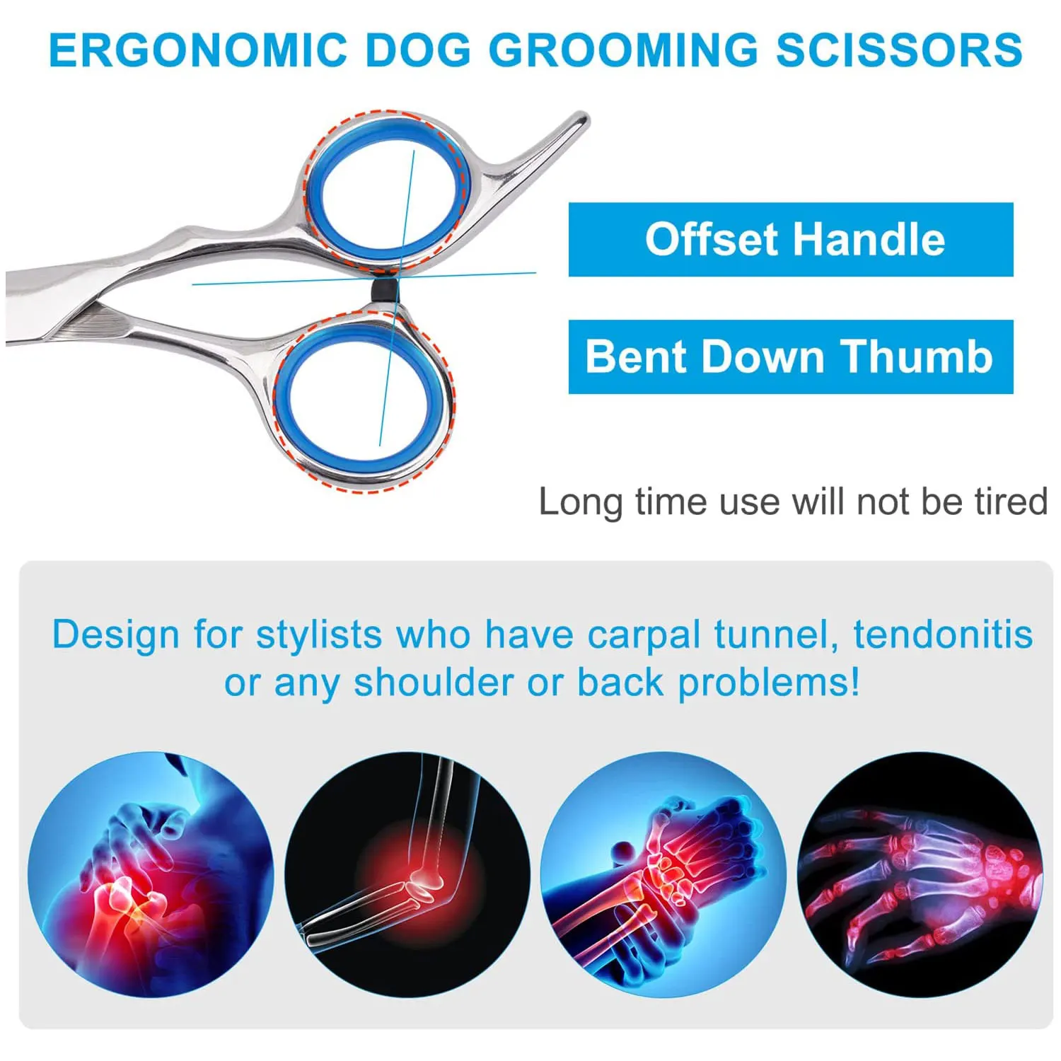 Professional Dog Grooming Scissors Kit with Safety Round Tips 5 in 1 Set Sharp and Durable Pet Grooming Shears for Dogs and Cat