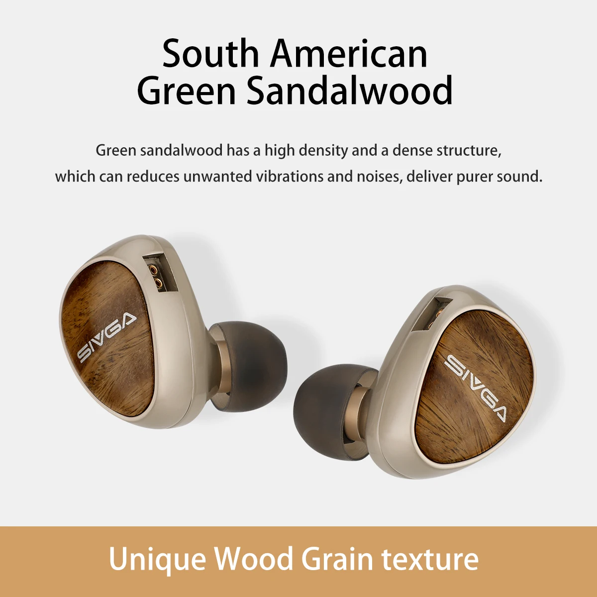 SIVGA Que UTG غشاء زجاجي مسطح محرك ديناميكي عالي الدقة داخل الأذن سماعة أذن سلكية من خشب الصندل الأخضر مع كابل قابل للفصل