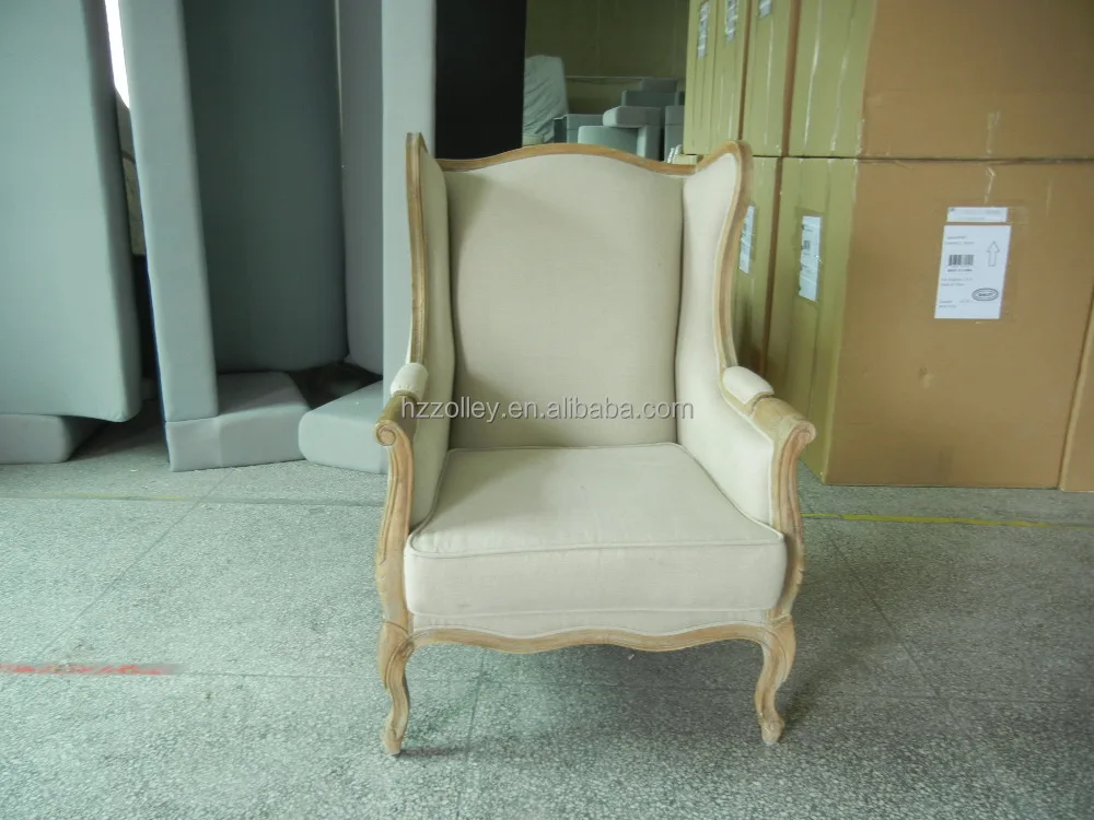 Italiaanse chique stijl koffieshop wachtfauteuil, moderne stoffen houten fauteuil