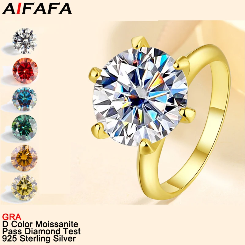 1CT 2CT 3CT 5CT Real Moissanite Diamond Gold Rings for Women s925 Sterling Silver 6 Color Moissanite Ring 5 Color Fine Jewelry