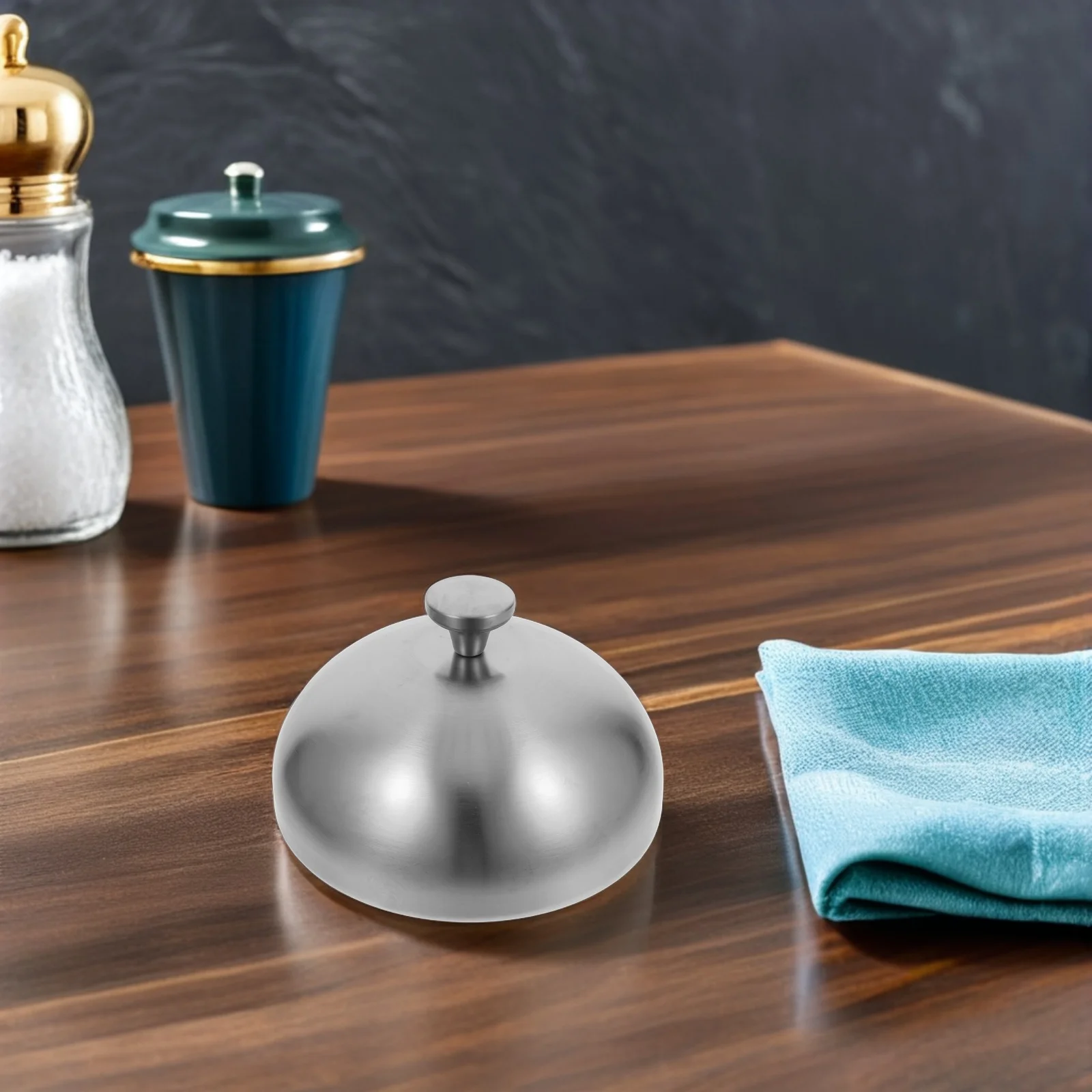 17 سنتيمتر الفولاذ المقاوم للصدأ الغذاء قبة غطاء الفضة غطاء الشواية المستديرة ل ذوبان الجبن زبدة الاحترار شريحة لحم تغطية برغر الطبخ #5