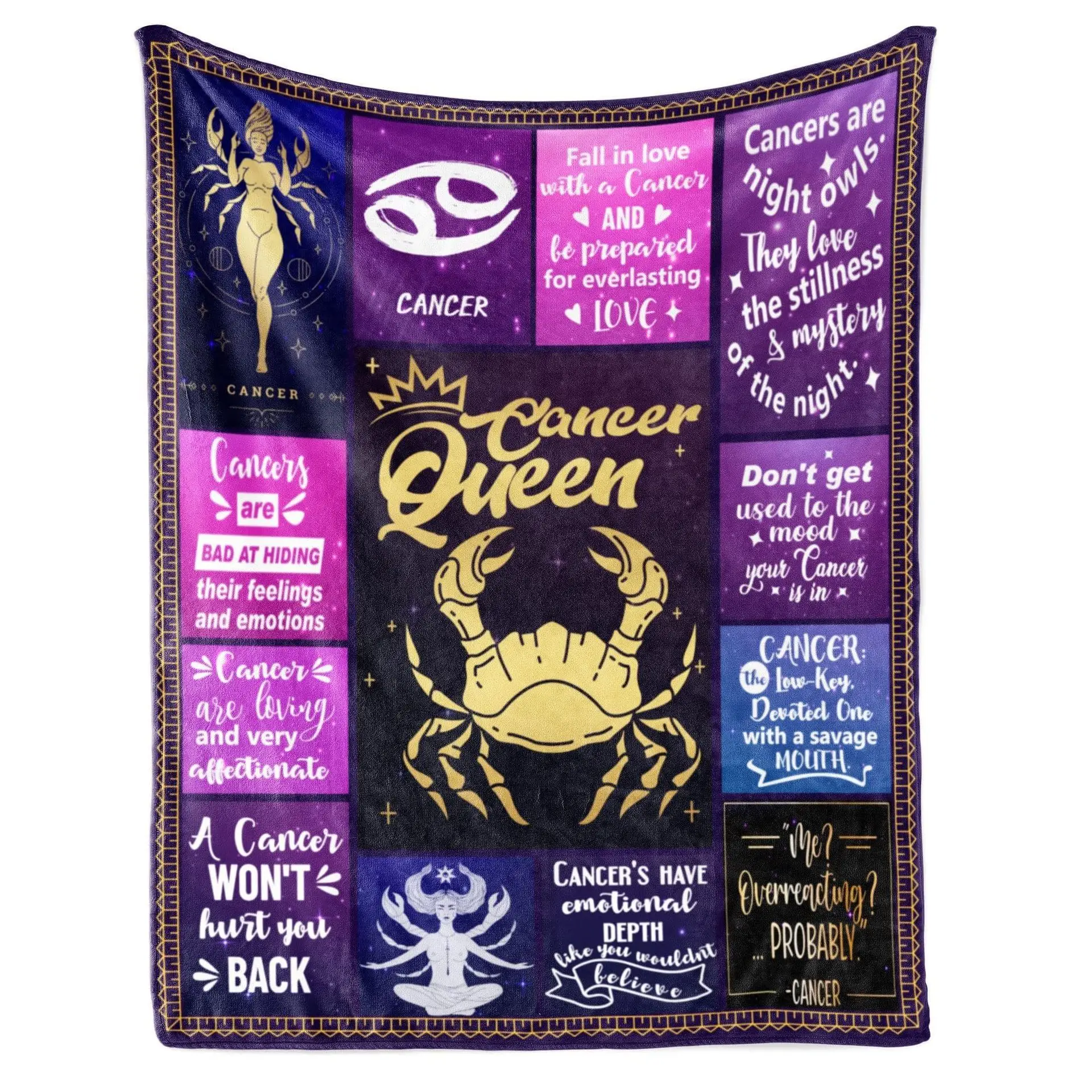 الأرجواني متقلب اثني عشر علامات زودياك بطانية مطبوعة ل أريكة سرير السفر التخييم غرفة المعيشة مكتب تكييف بطانية