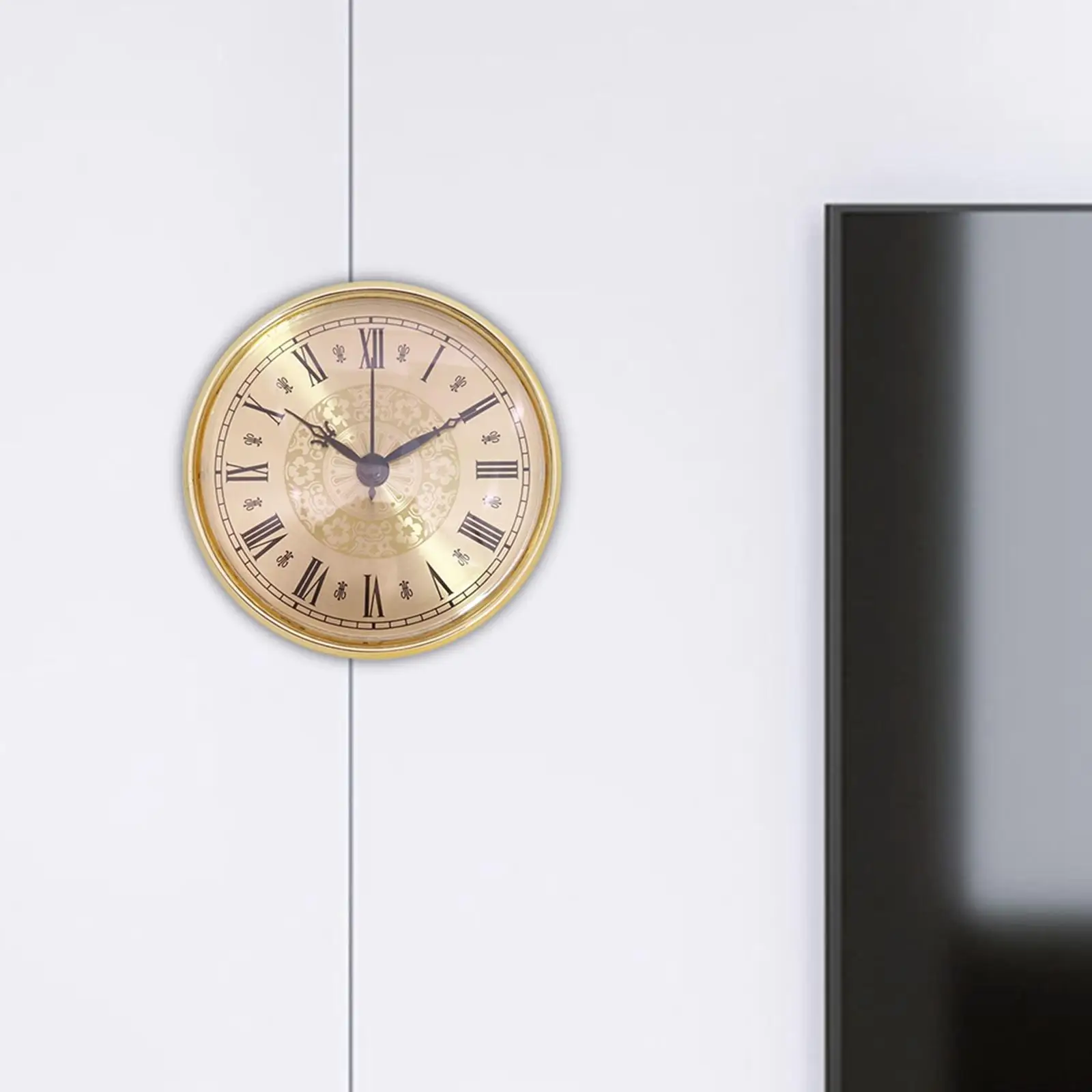 4.3inch Clock Insert Roman Numerals with Gold Trim Non-ticking Fit 94mm Hole for Living Room Home Decor Repairing Bedroom DIY