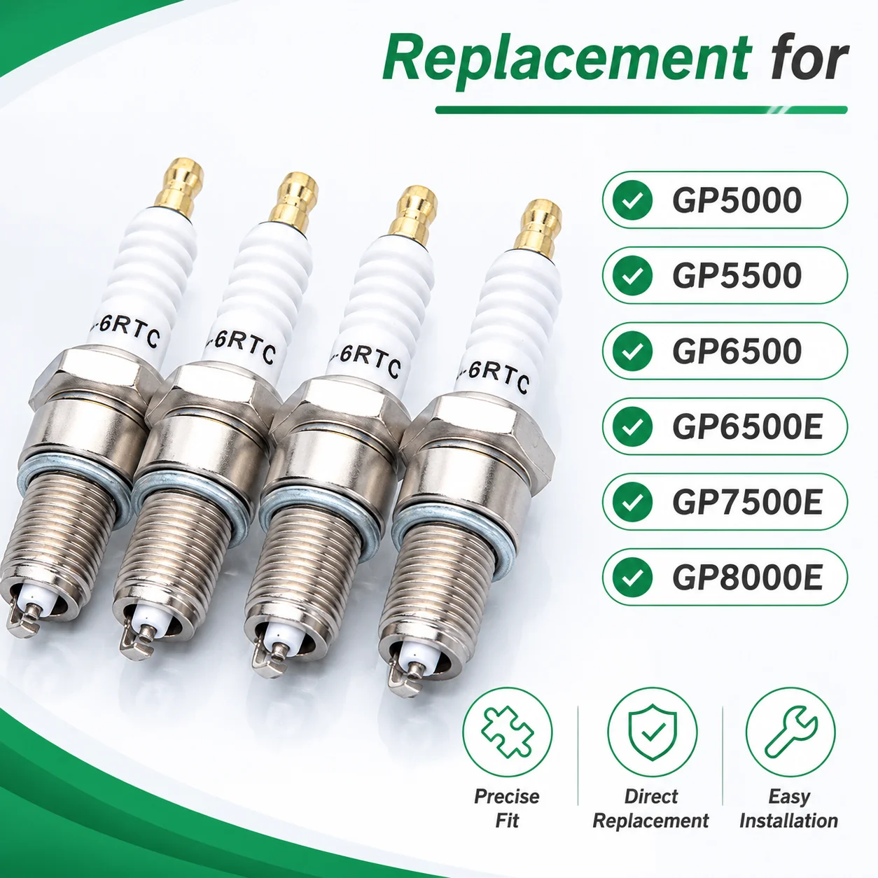 4 Pack Spark Plug For Honda GX120 GX240 GX340 GX390 160cc 212cc 5.5-13hp NGK F6RTC F6TC BP6ES Bosch WR6DC Torch Champion RN9YC