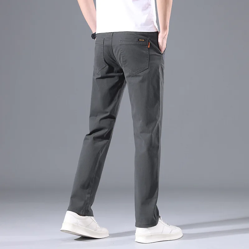 

Серые повседневные брюки, мужские тонкие прямые деловые длинные брюки, высокая эластичность, весна-осень, новый стиль, корейская версия, бамбуковое волокно