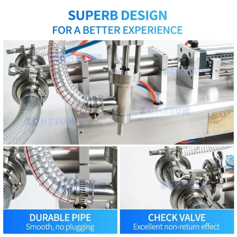 ZONESUN ZS-YT1 Semi-Automatic Pneumatic Piston Liquid Filling Machine For Shampoo Shower Gel Juice Drink Oil Honey Filler