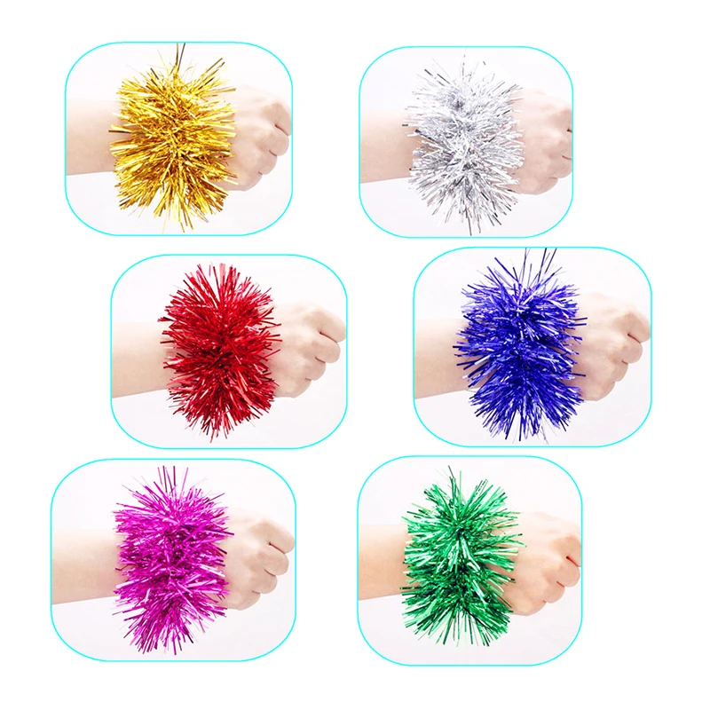 2Pcs Apply To Sports Game Pompoms 7 Styles Cheering Flower Ball Performance Dance Wrist Flower Sports Games Bracelet