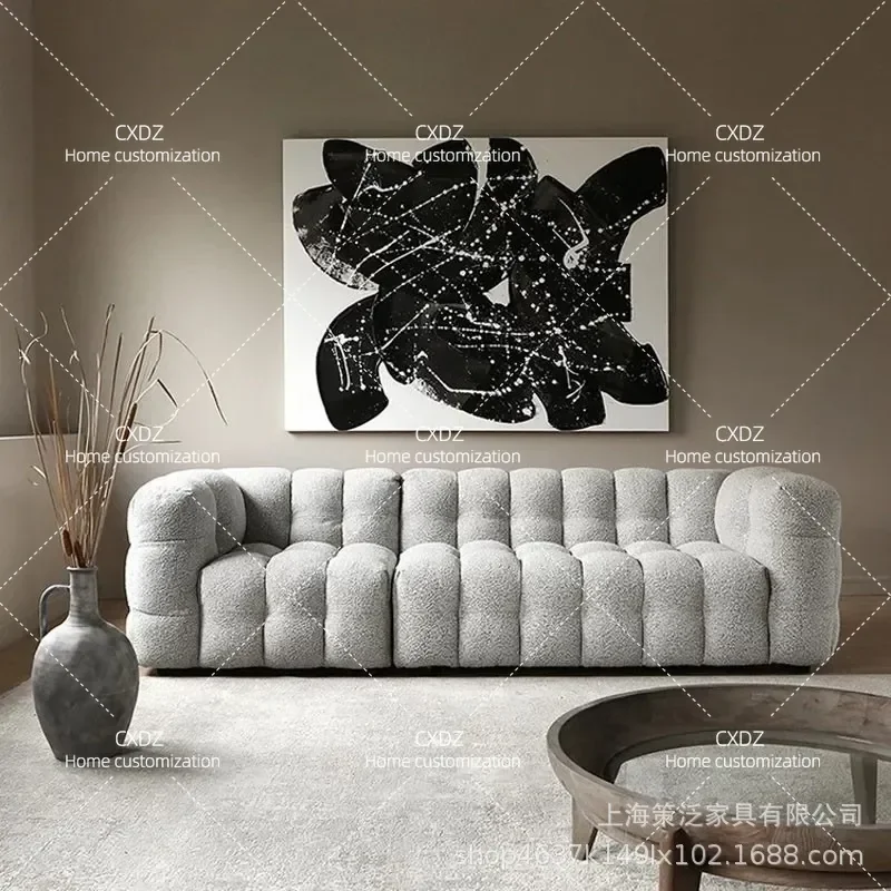 Nordic Modern Retro Simple Lamb Wool Living Room Single Double Three Seater Small Apartment Module Cloud Fabric Sofa