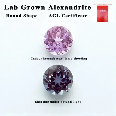 Lab Grown Alexandrite Change Color Stone Round Shape Charms Beads for DIY Jewelry Making Materials Selectable Certificate