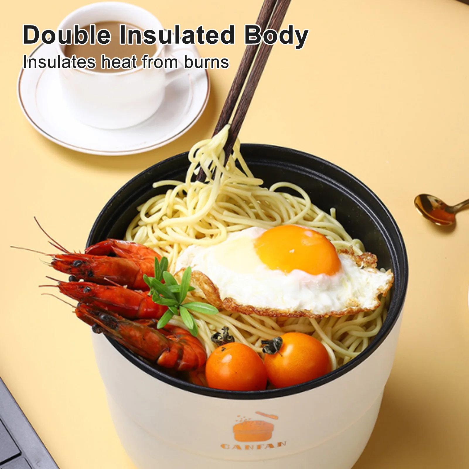 Electric Rice Cooker Multifunctional 1.8L Double Layers Anti Scald Anti Stick Electric Cooking Pot for Noodles Soup Stewing