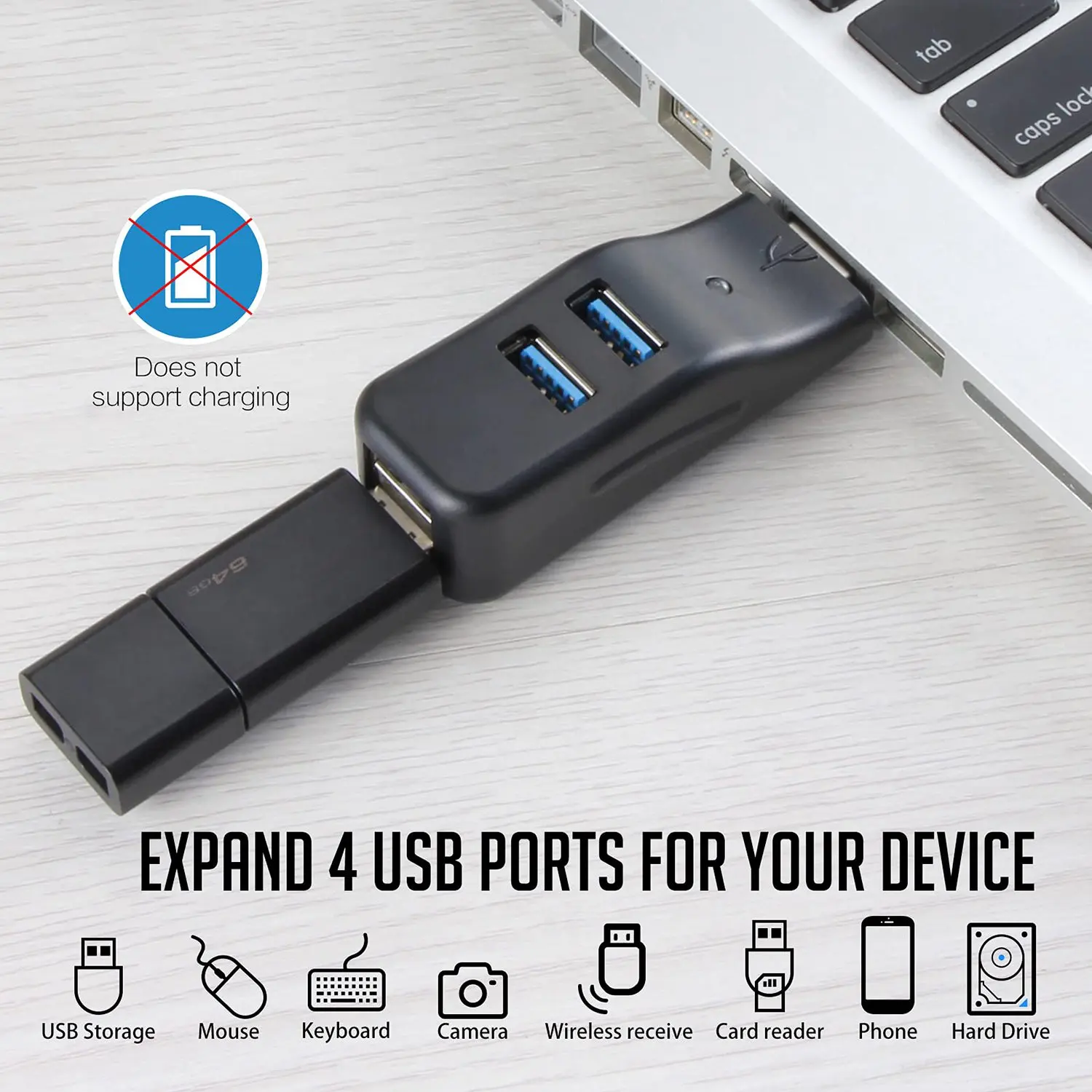 YDSC USB 3.0 HUB Adapter Extender Mini Splitter Box 4 Ports for PC Laptop Mobile Phone High Speed U Disk Reader