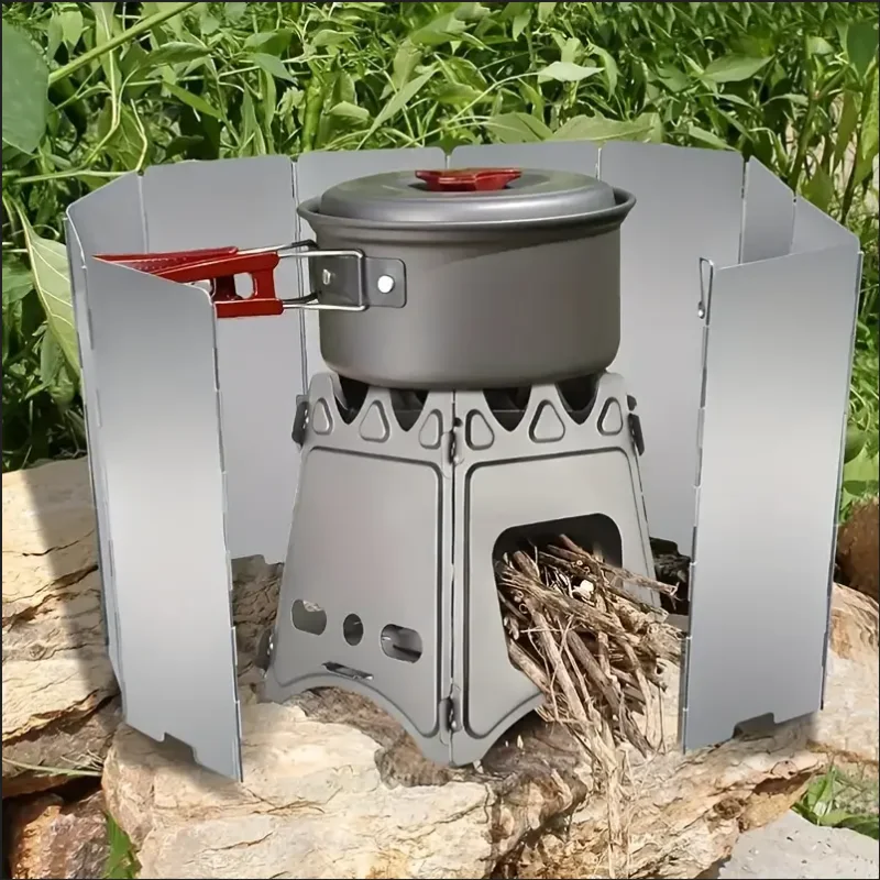8 Plates / 10 Plates Aluminum Alloy Stove Windscreen Ultralight Foldable Stove Windshield, Suitable for Outdoor Camping Picnic