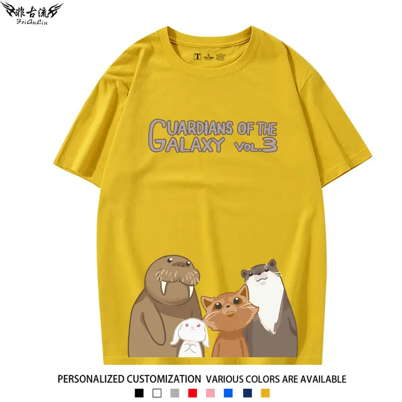 

Милая футболка с принтом тюленя и кошки, новинка лета 2026, из чистого хлопка, детская, удобная, для родителей и детей, персонализированная