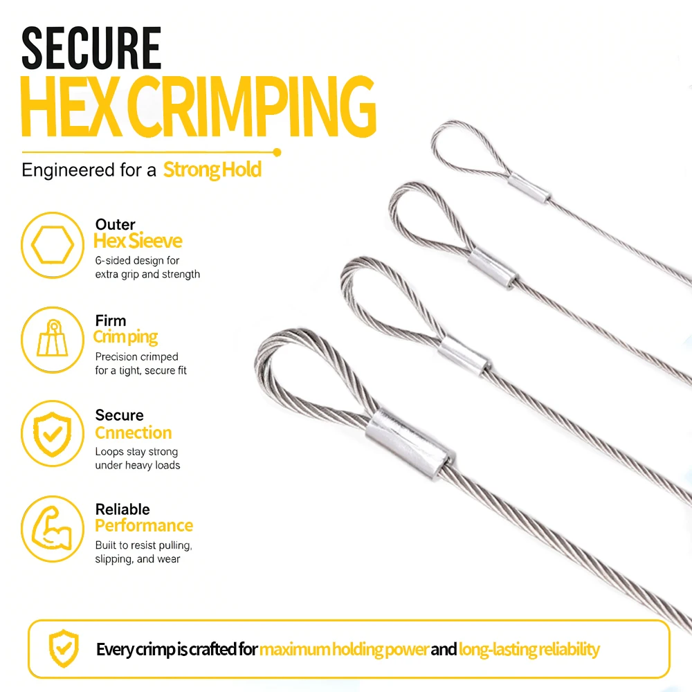 1mm-2mm Stainless Steel Wire Rope With Two Loops Suitable for Gallery Chandeliers Signs Artworks And Plant Hanging Decorations