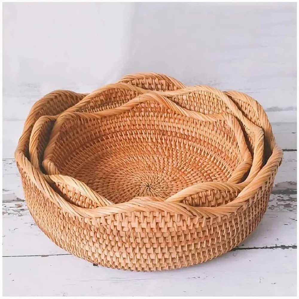 

Корзина для хлеба, плетеная корзина, плетеная корзина, набор корзин для хранения из ротанга для хлеба, корзина с фруктами, организация еды/субриса в подарок