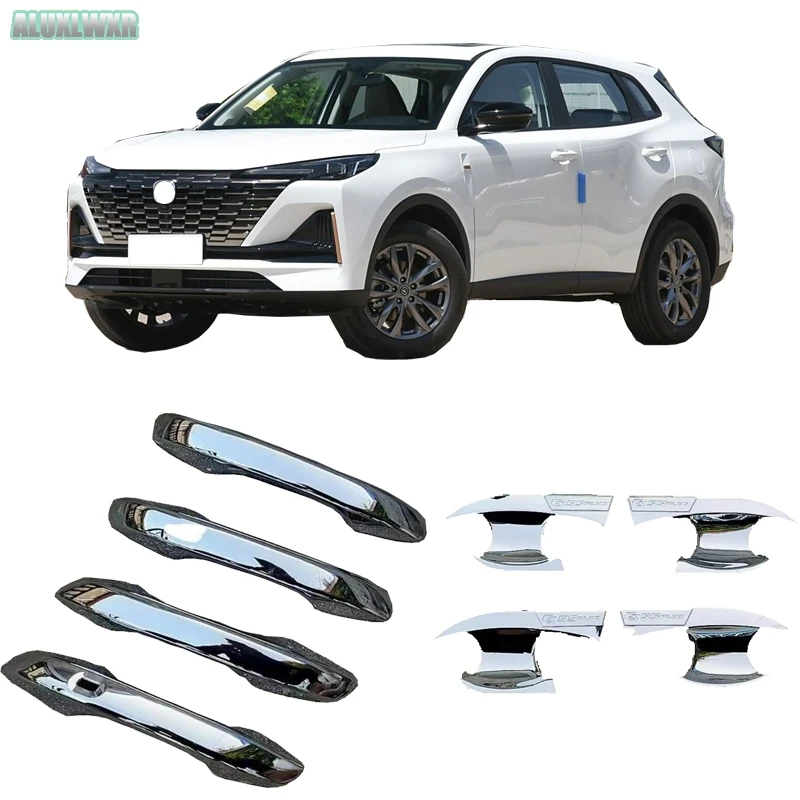 

New Auto 4pcs Chrome Outside Door Handle Cover Trim Molding Fit For CHANGAN CS55 Plus 2022 2023 2024 Car-Styling car Accessories