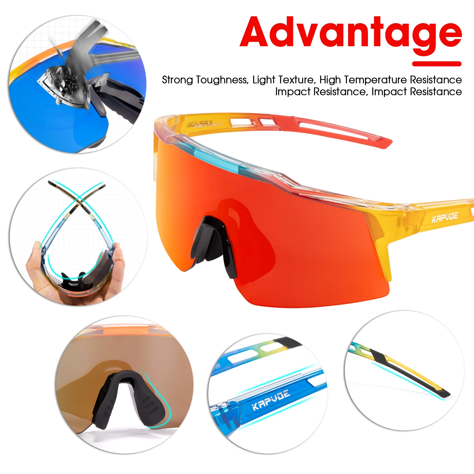 Kapvoe Photochromic Child Sunglasses UV400 Sport Children Cycling Glasses Kids Boys Girls Fashion Bike Glasses Bicycle Eyewear