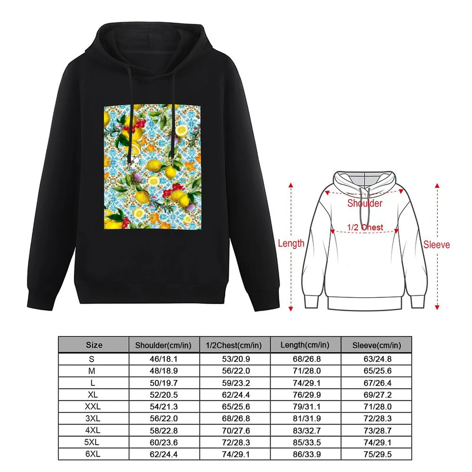 Sicilian lemons and romantic tiles cottagecore aesthetic Pullover Hoodie anime clothing mens hoodies