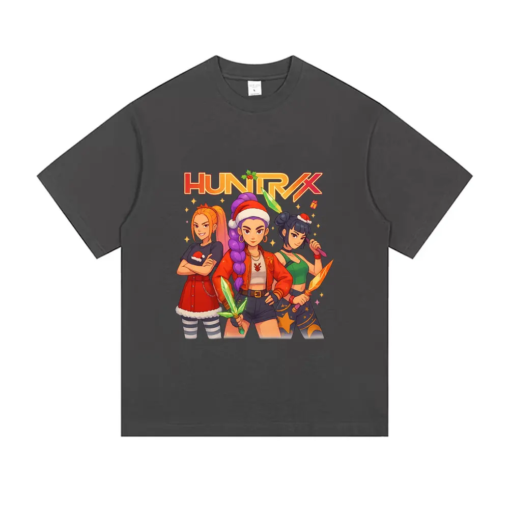 فيلم Kpop شيطان الصيادين رومي ميرا زوي تي شيرت الرجال النساء عيد الميلاد نمط الشارع الشهير للجنسين موضة عادية القطن قصير الأكمام