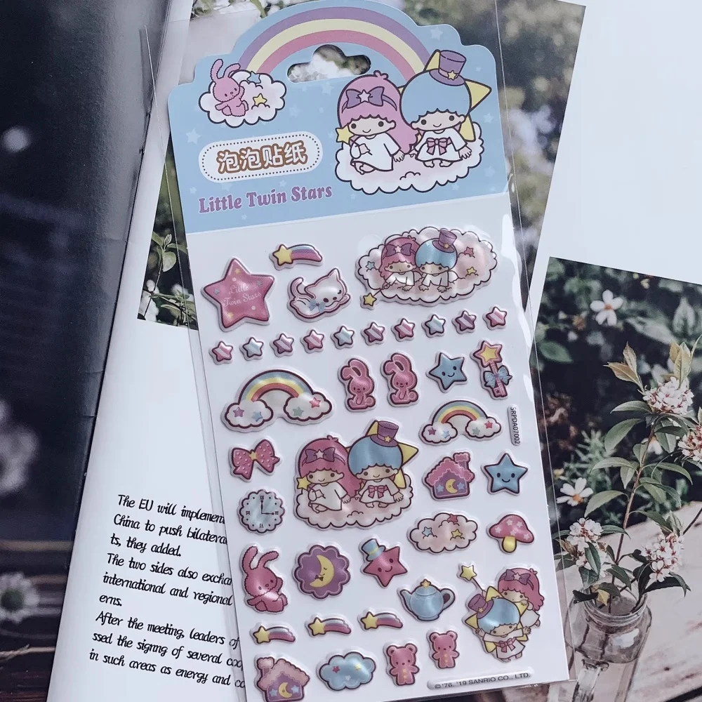 

Sanrio Little Twinstars Three-Dimensional Bubble Cotton Stickers Computer Decoration Diy Notebook Water Cup Bestie Birthday Gift