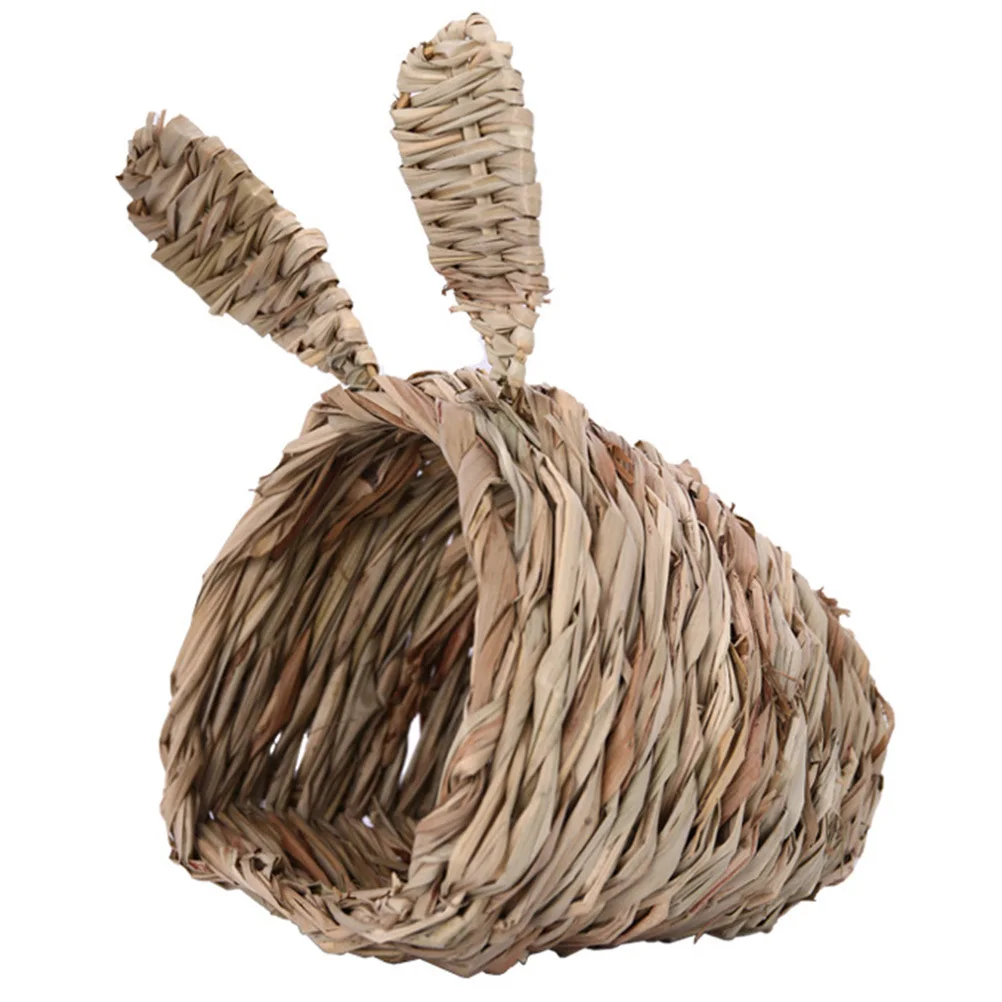 1 قطعة عش الحيوانات الأليفة المنسوجة العشب ل أرنب شينشيلا خنزير غينيا الطبيعية دائم النوم الموئل مريحة سرير الحيوانات الأليفة الصغيرة #3