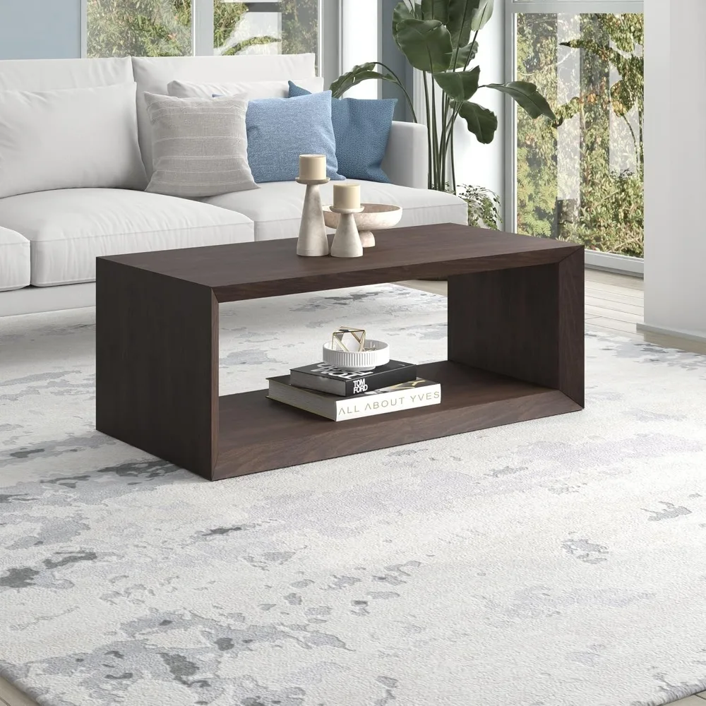 Henn&Hart Table basse rectangulaire marron aulne 48 pouces : solution de style multi-espace