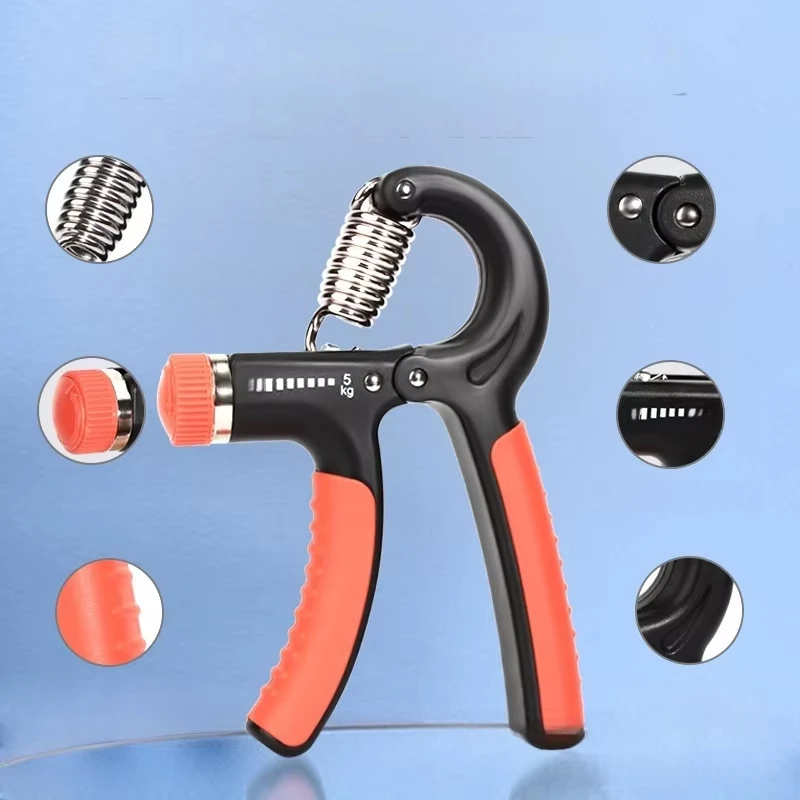 قبضة على شكل حرف R محمولة قابلة للتعديل لتدريب قوة الإصبع الربيعي، جهاز تدريب قوة الذراع