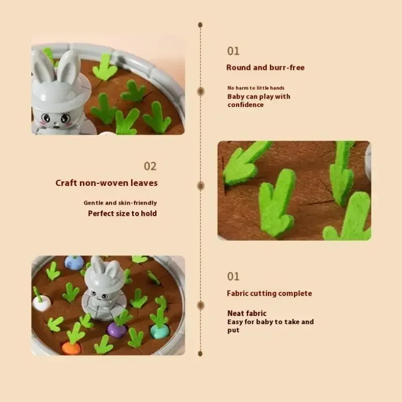 1 Set Montessori Toddler Baby Pull Out Radish Toys Memory Sorting Fine Motor Skills Education Fun Carrot Harvest Desk Game