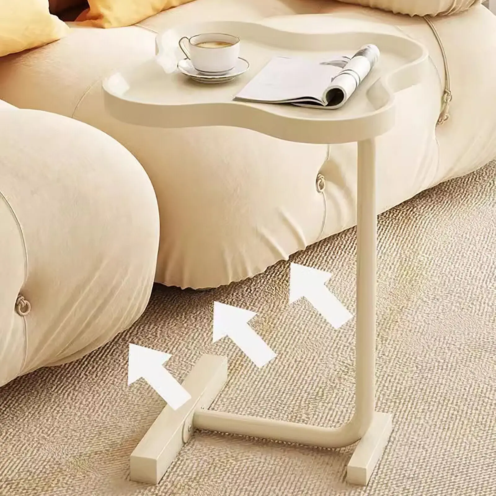 C Shaped Side Table Sofa End Side Table Flower Shape Small Table for Bedroom