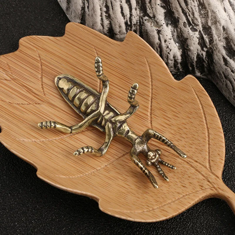 Kupfer Mantis Figuren Miniatur Ornament Desktop Spielzeug Ornament Simulation Insekten statue Wohnkultur Zubehör Töpfe Dekorationen