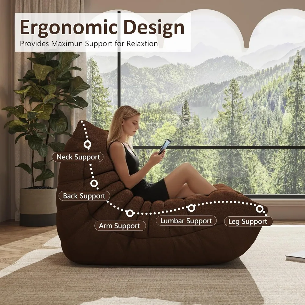 كرسي بين باج كبير الحجم مملوء بإسفنج الذاكرة - كرسي غرفة المعيشة للبالغين، خيار كبير مريح للأريكة #3