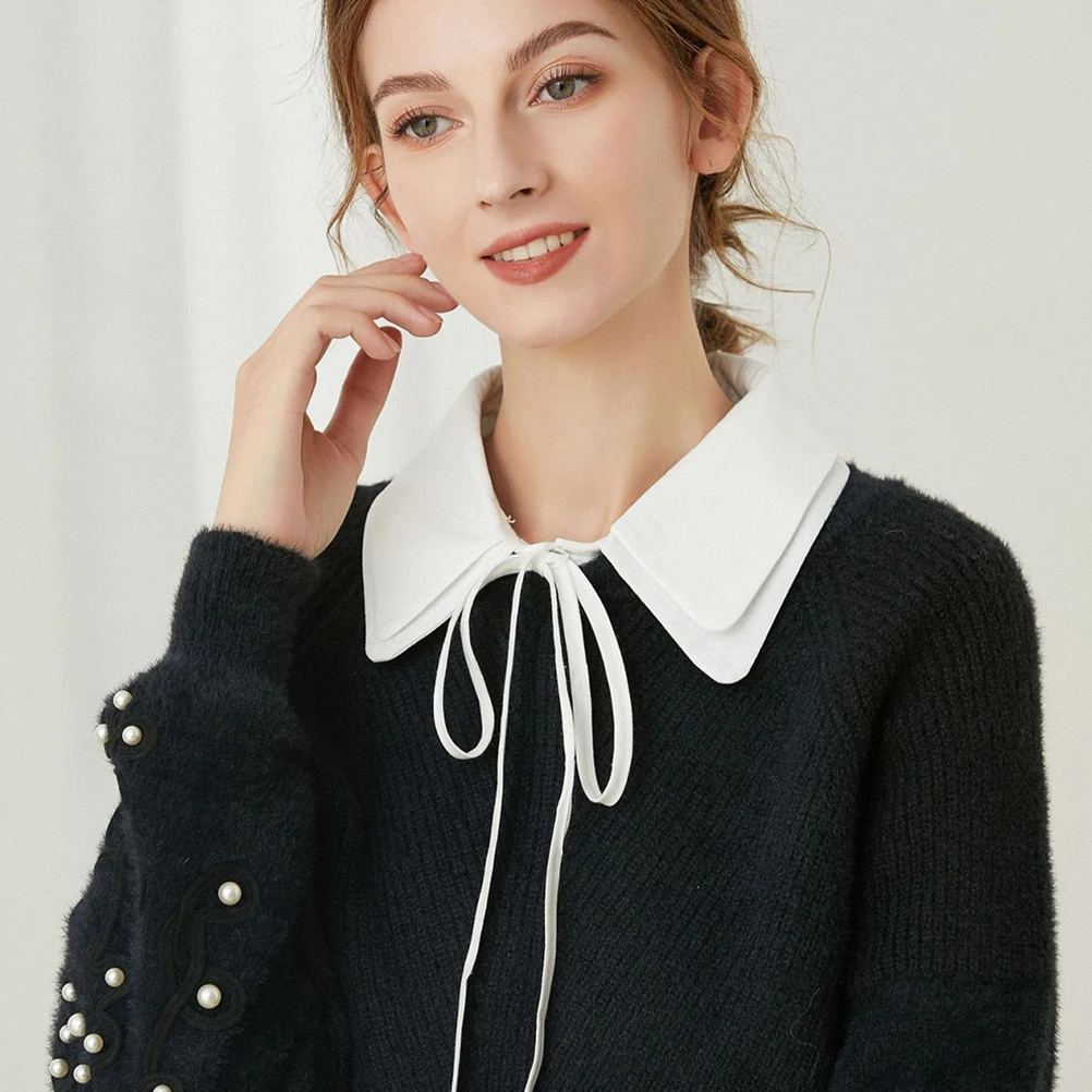 

Chiffon Fake Collar Women Shirt Blouse Clothing Lightweight Durable Fashionable Decorative Arc Design