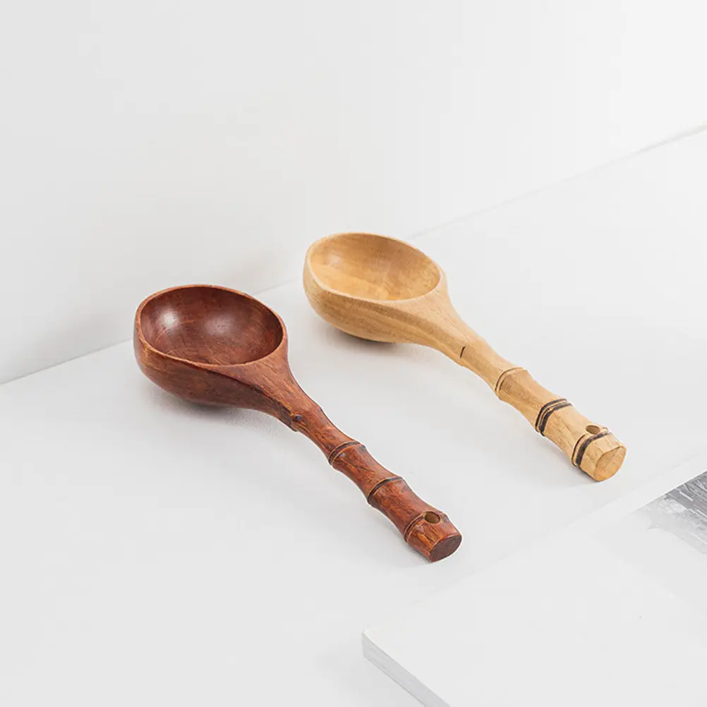 1Pcs Wood Water Ladle Heavy Duty Long Handle Scoop for Bathing Steaming Room Restaurant Hotel Supermarket Household Watering