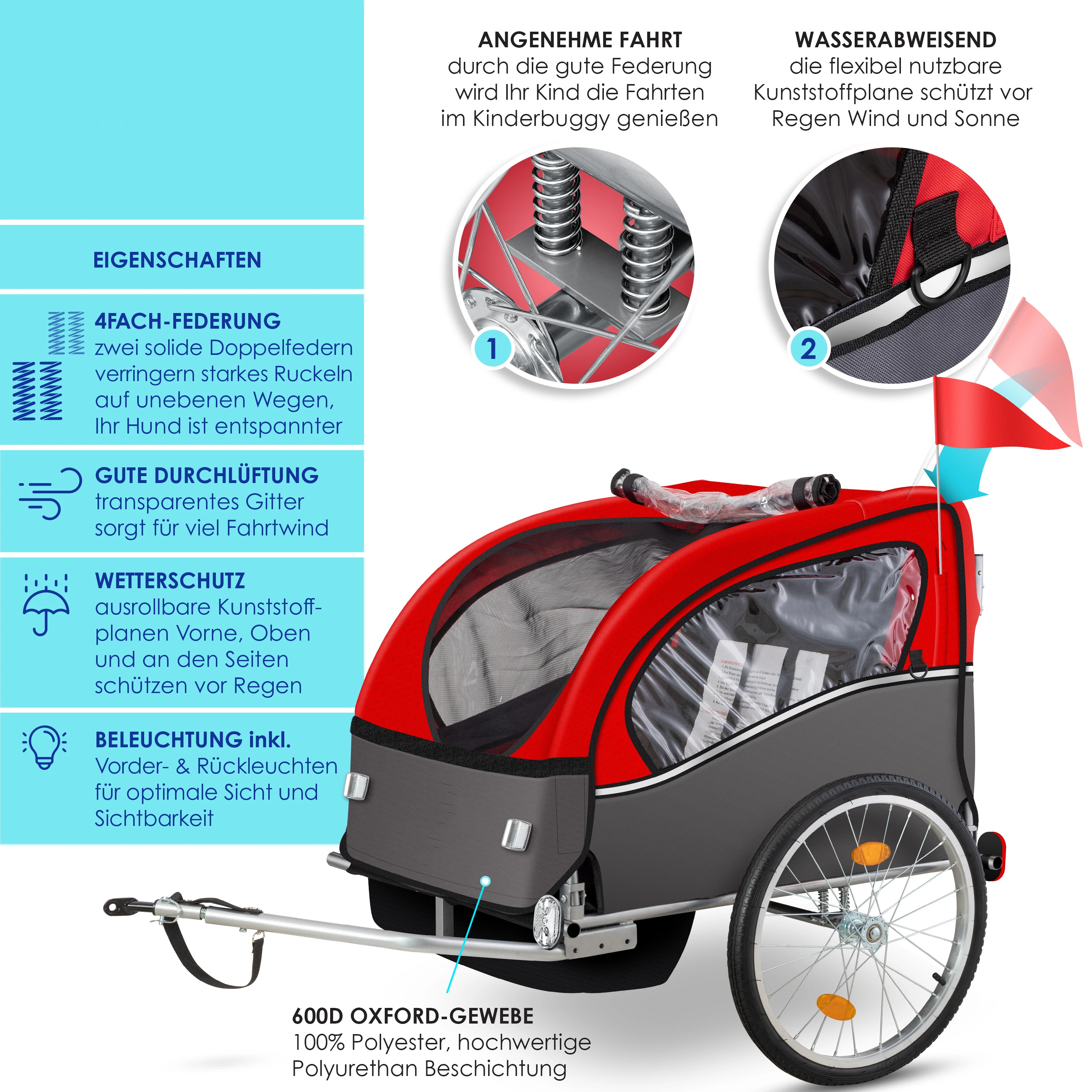 Imagem -03 - Moto Reboque para Crianças Jogger Stroller Transporte Carrinho para Crianças em