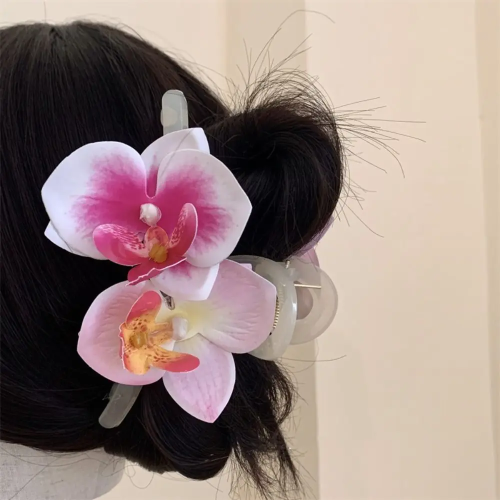 Personalized Orchid Hair Clip Super Fairy Orchid Flower Large Shark Clip for Women Ponytail Clip Summer Vacation Photo Headwear