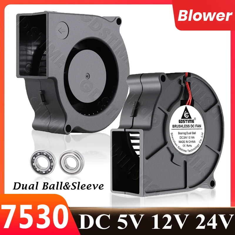 

Gdstime 7530 Вентилятор 12 В Вентилятор USB Центробежный вентилятор Шарик 75 мм 75x30 мм Вентилятор для компьютера ПК DC 24 В 5 В Бесщеточный охлаждающий вентилятор Осевой вентилятор